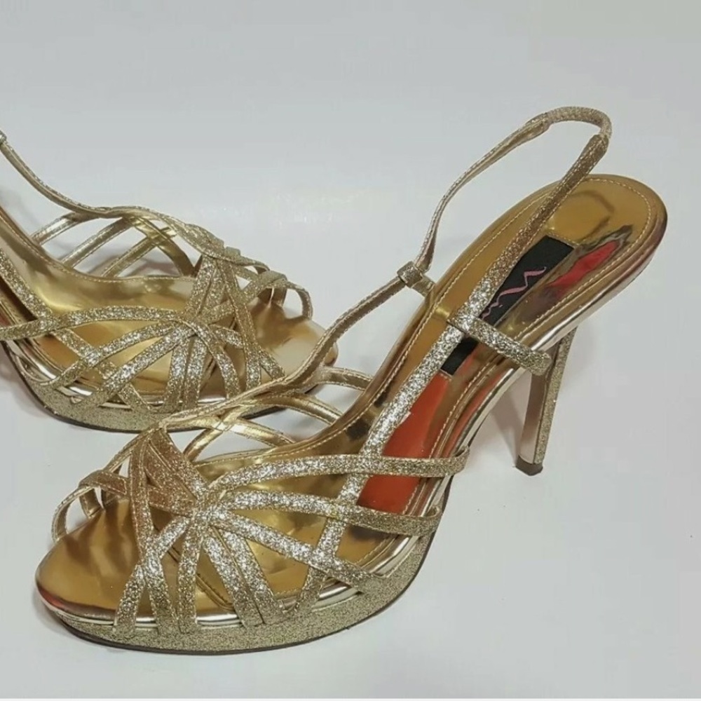 ANNA New York Gold Strappy Heels
